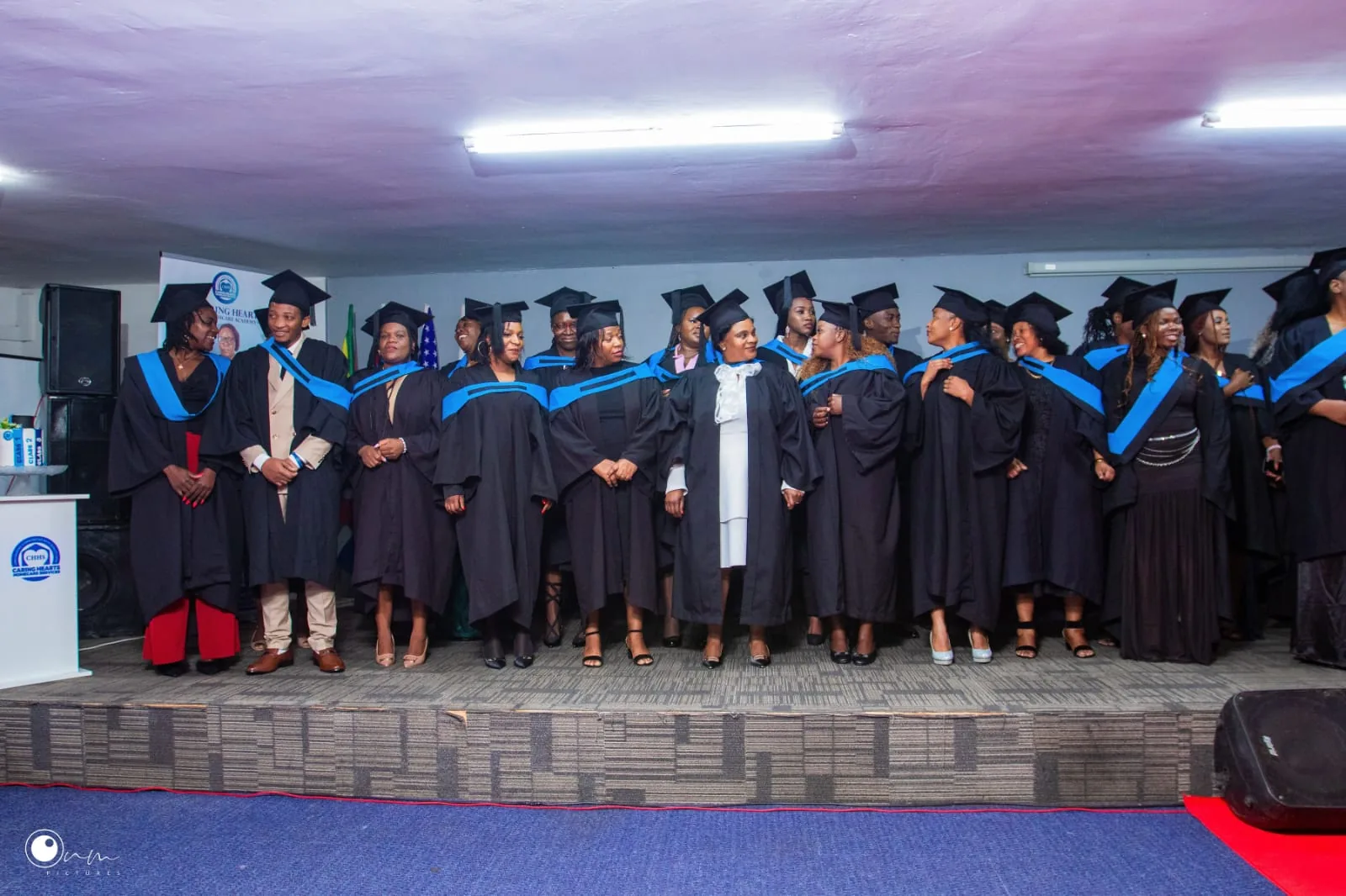 The graduating class on stage